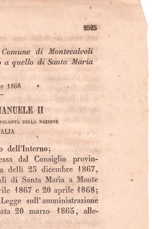 MONTECALVOLI Soppresso Regio Decreto SANTA MARIA A MONTE 2 DICEMBRE …
