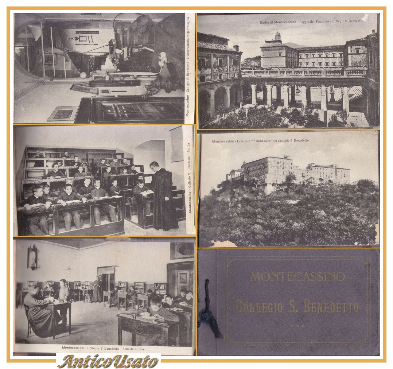 MONTECASSINO Scuola Collegio San Benedetto libretto 18 cartoline vintage '900