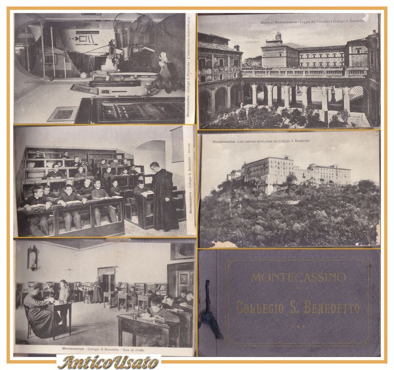 MONTECASSINO Scuola Collegio San Benedetto libretto 18 cartoline vintage '900 | Immagine Gallery 1