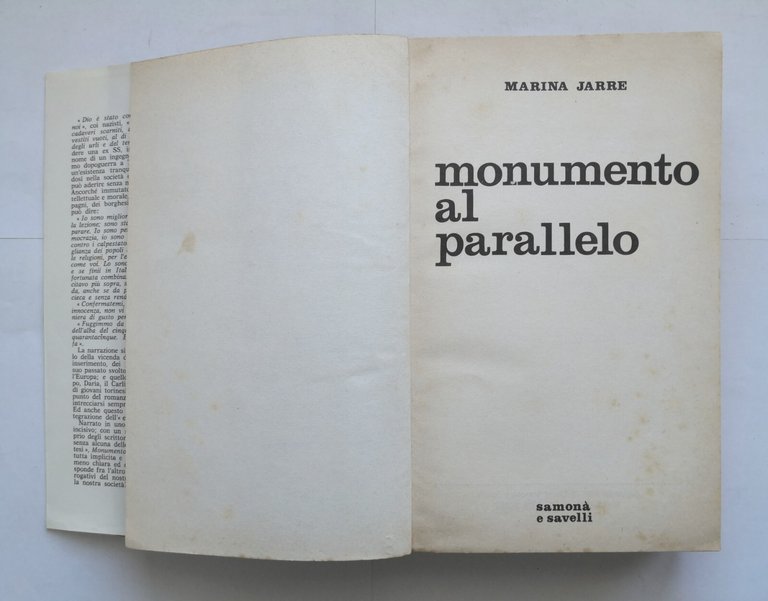 MONUMENTO AL PARALLELO di Marina Jarre 1968 Samonà e Savelli …
