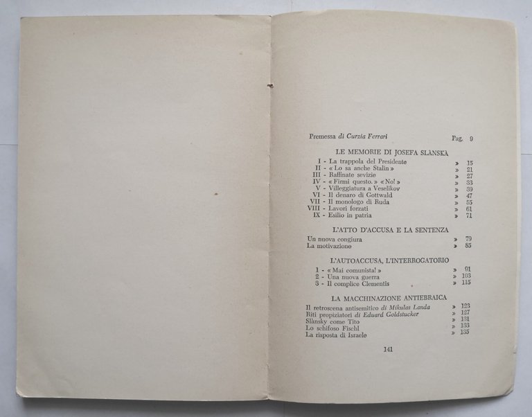 MORTE A SLANSKY di Josefa Slanskà 1969 Pan Editrice Libro …