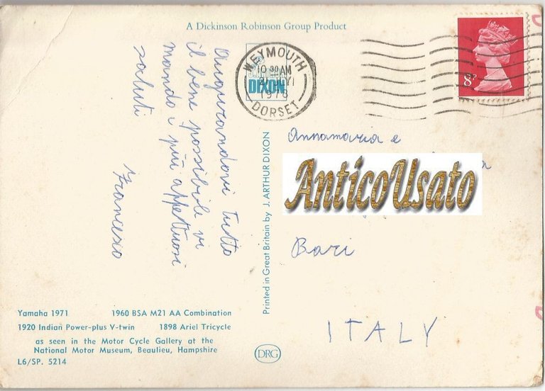 MOTOCICLETTE motor cycle CARTOLINA 1978 Viaggiata Vintage Moto Yamaha BSA …