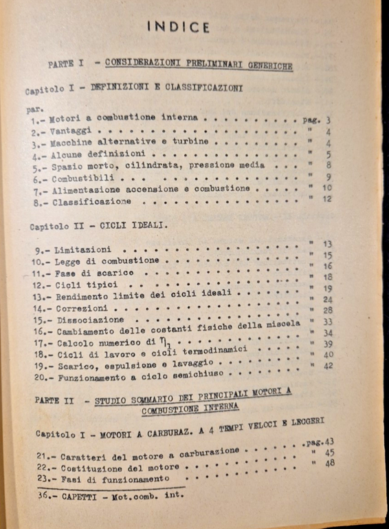 MOTORI ALTERNATIVI A COMBUSTIONE INTERNA di Capetti 1954 Giorgio Libro …