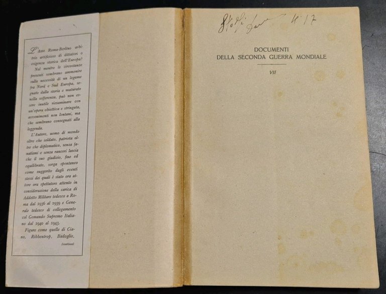 MUSSOLINI L'ALLEATO di Enno Von Rintelen 1952 Corso editore Libro …