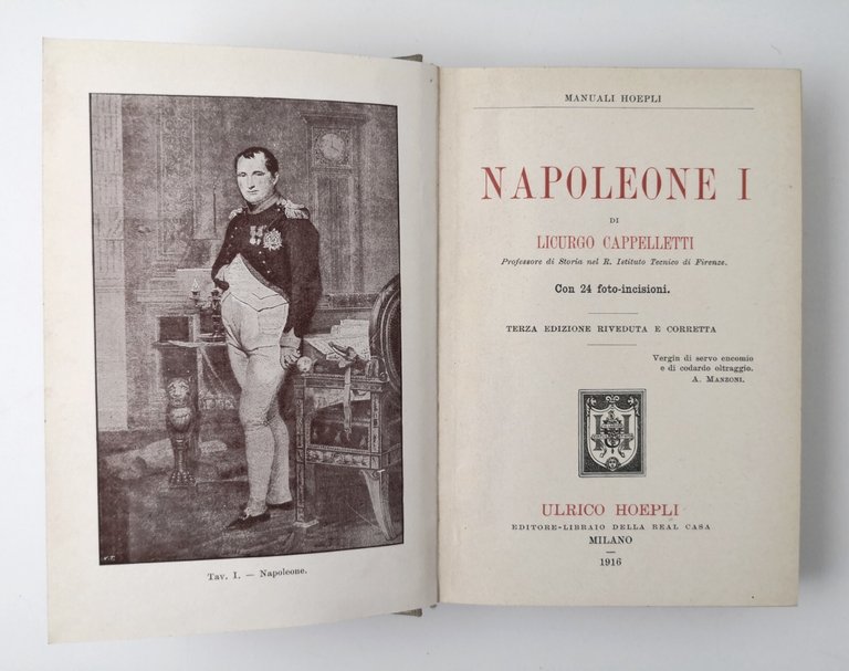 NAPOLEONE I di Licurgo Cappelletti 1916 Hoepli manuale libro Biografia …