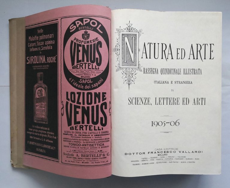 NATURA ED ARTE 1905 1906 annata completa Francesco Vallardi Libro …
