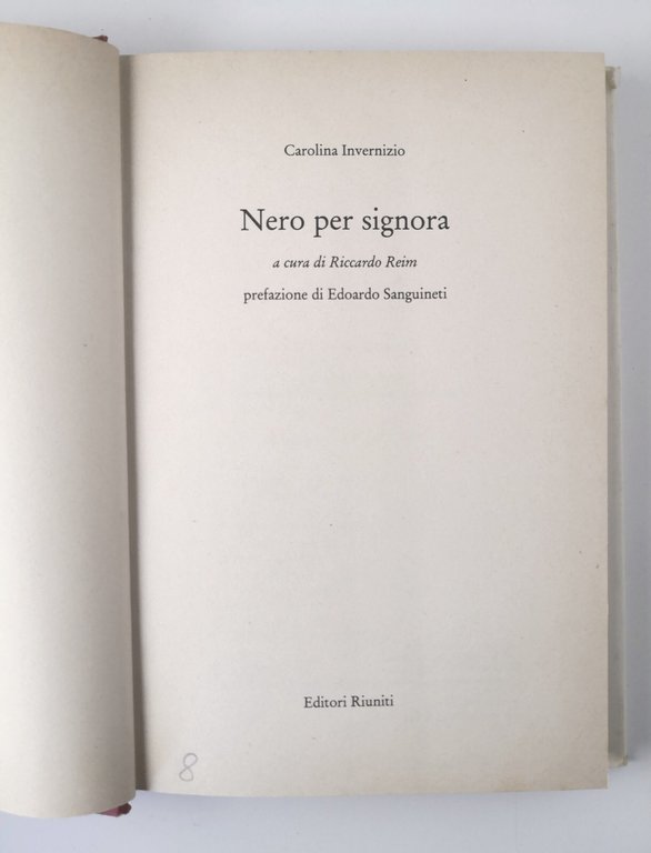 NERO PER SIGNORA di Carolina Invernizio 1986 Editori Riuniti Libro …