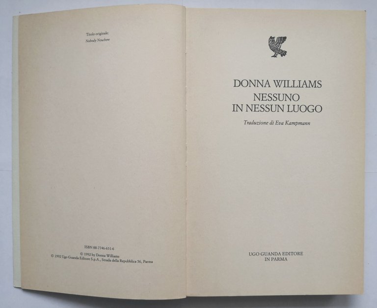 NESSUNO IN NESSUN LUOGO di Donna Williams 1992 Guanda Libro …