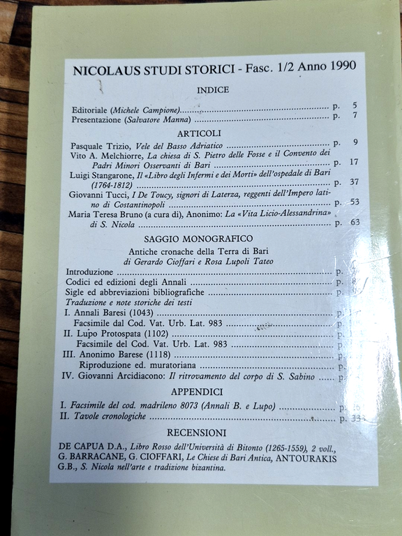 NICOLAUS STUDI STORICI Anno I 1990 Fascicoli 1 2 Centro … | Immagine Gallery 3