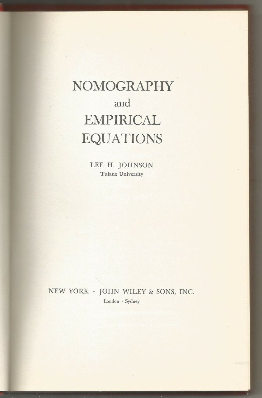 NOMOGRAPHY AND EMPIRICAL EQUATION di Lee H Johnson 1952 John …
