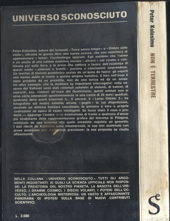 NON È TERRESTRE di Peter Kolosimo 1968 Sugar libro UFO …