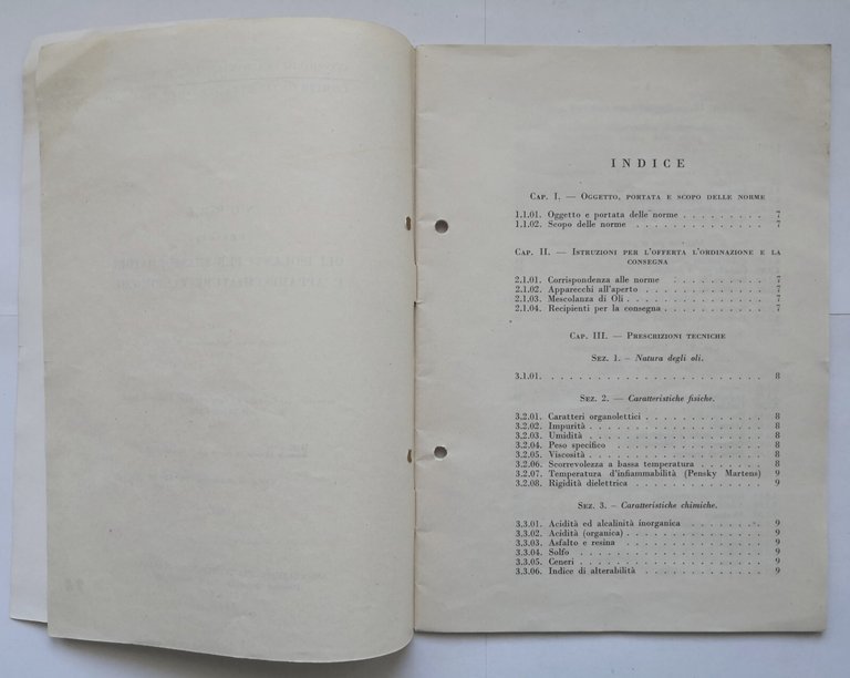 NORME PER GLI OLI ISOLANTI TRASFORMATORI E APPARECCHIATURE ELETTRICHE 1953 …