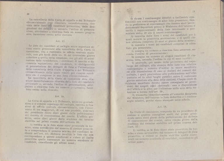 NORME PER L'ELEZIONE DEI DEPUTATI ALL'ASSEMBLEA COSTITUENTE 1946 Originale Libro