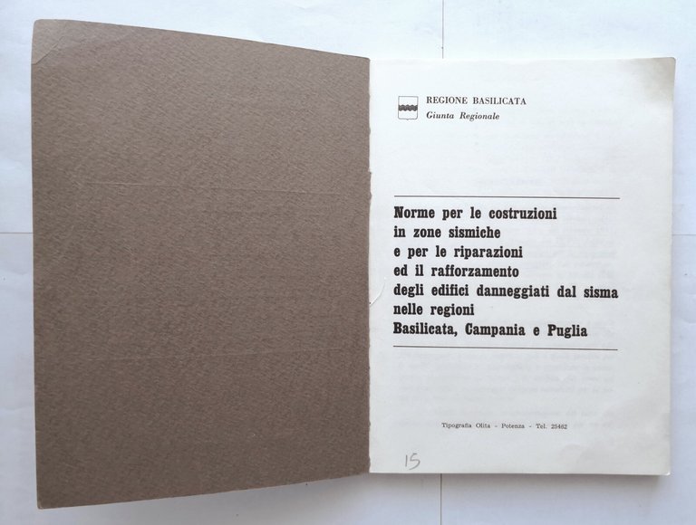 NORME PER LE COSTRUZIONI IN ZONE SISMICHE Regione Basilicata 1981 …