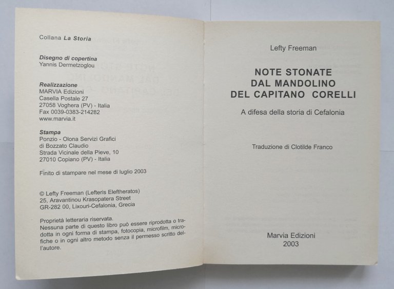 NOTE STONATE DAL MANDOLINO DEL CAPITANO CORELLI di Lefty Freeman …