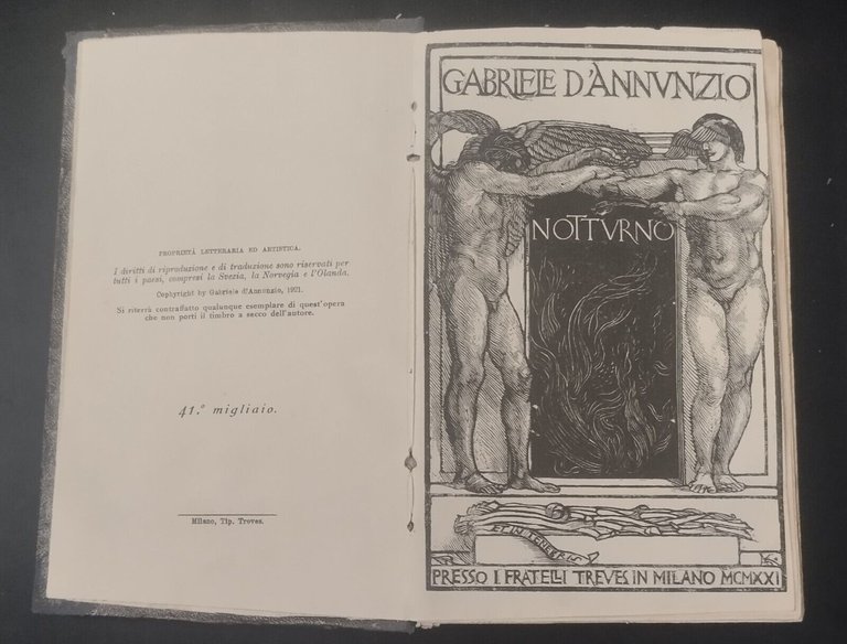 NOTTURNO di Gabriele D'Annunzio 1921 Fratelli Treves Libro 41 migliaio