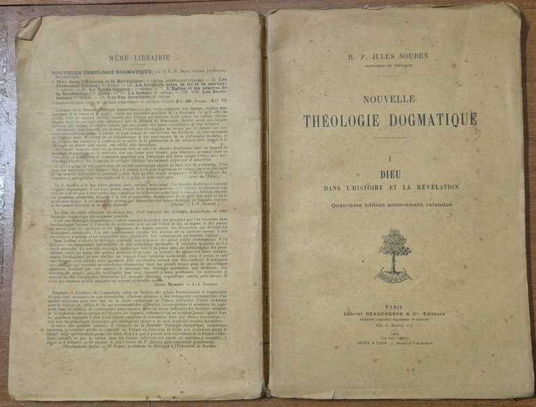 NOUVELLE THEOLOGIE DOGMATIQUE volume 1 Dieu dans l’histoire 1909 Libro …