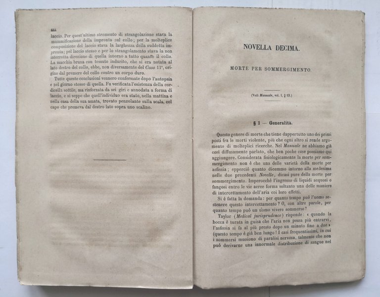 NOVELLE CLINICHE Medicina legale di Giovanni Lodovico Casper 1872 Botta …