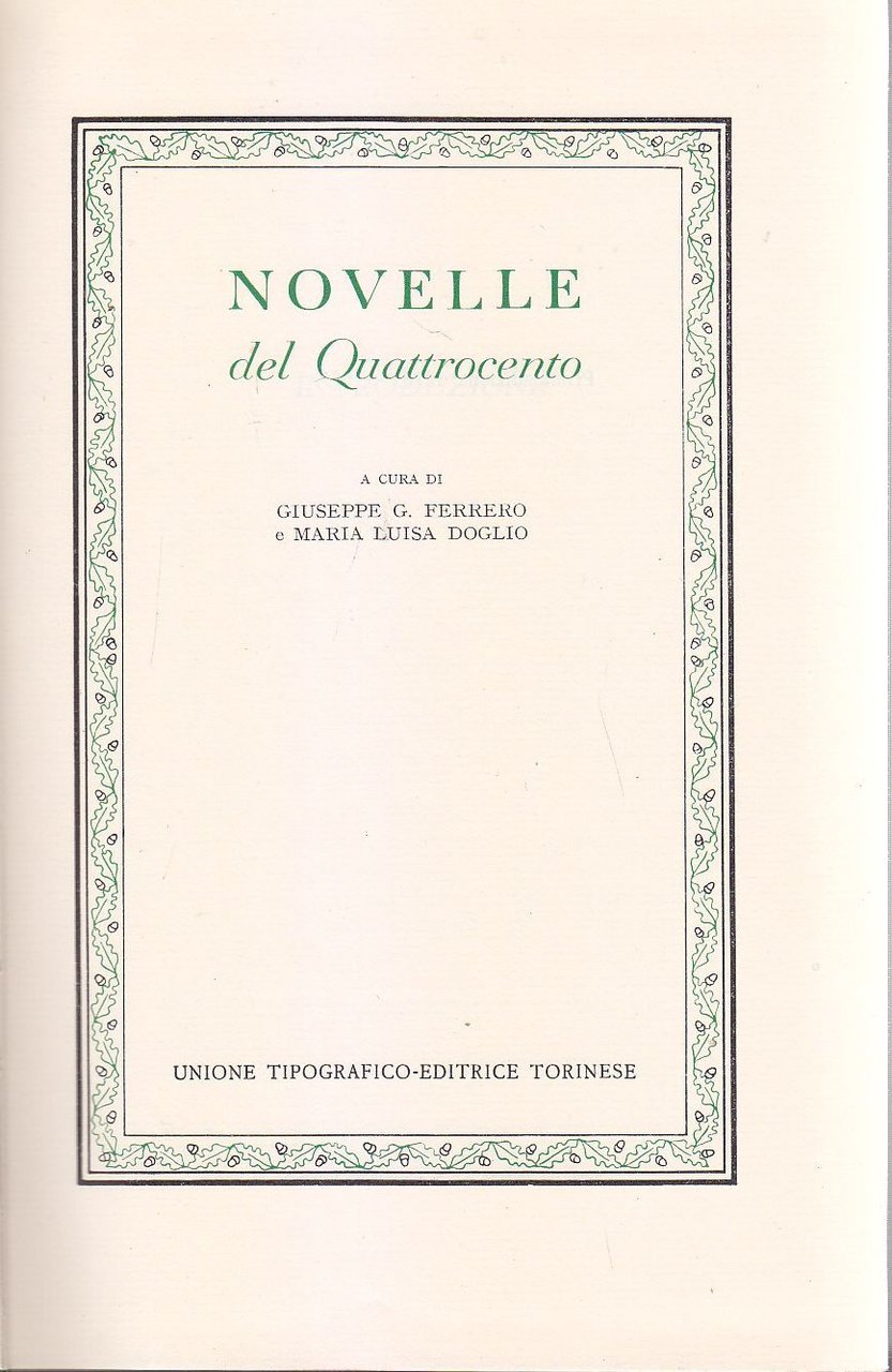 NOVELLE DEL QUATTROCENTO a cura di Giuseppe Ferrero e Maria …