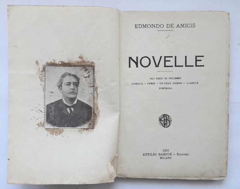 NOVELLE di Edmondo De Amicis 1923 Attilio Barion libro racconti
