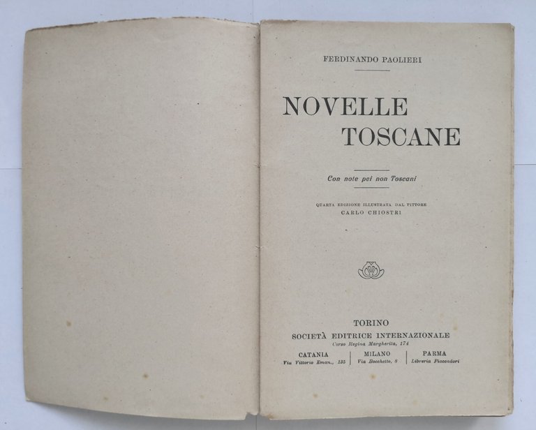 NOVELLE TOSCANE di Ferdinando Paolieri 1922 Libro illustrato Carlo Chiostri …
