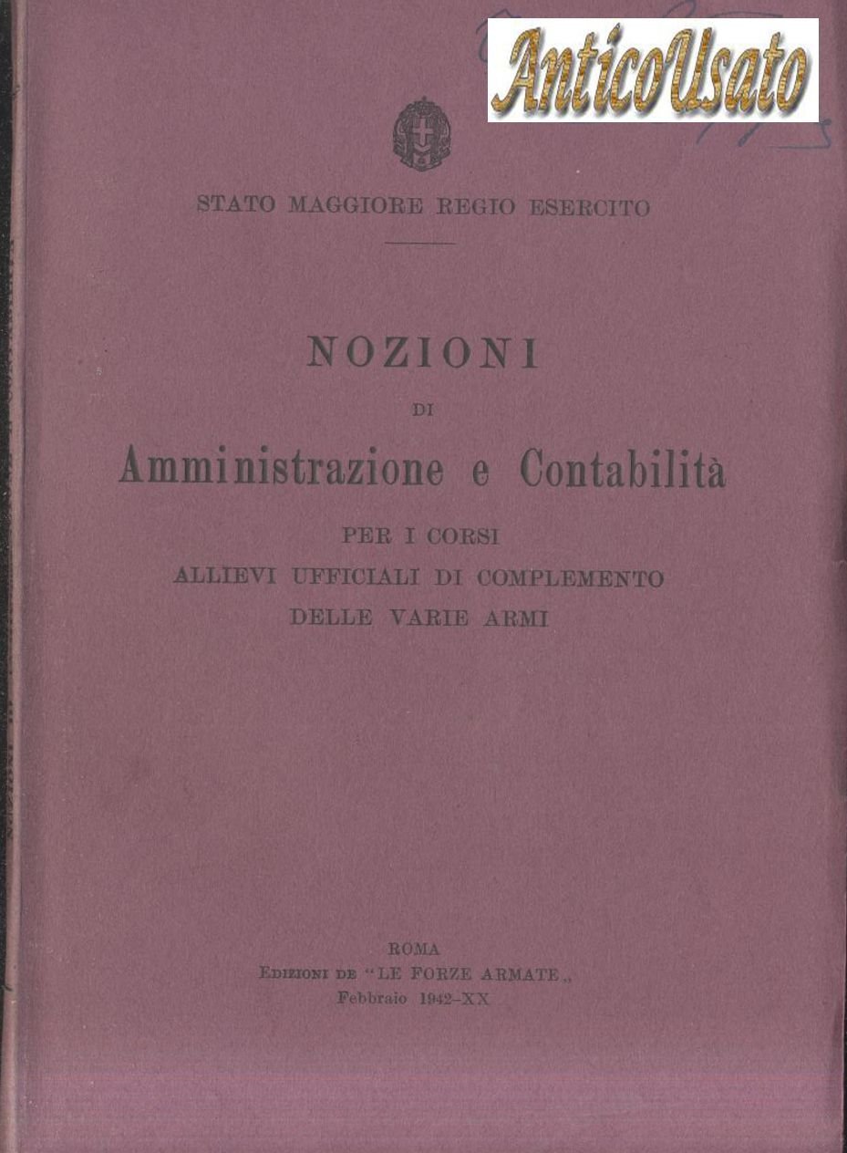 Nozioni di Amministrazione e Contabilità 1942 allievi ufficiali di complemento