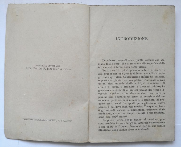 NOZIONI DI SCIENZE FISICHE E NATURALI Vinci 1918 quinta classe …