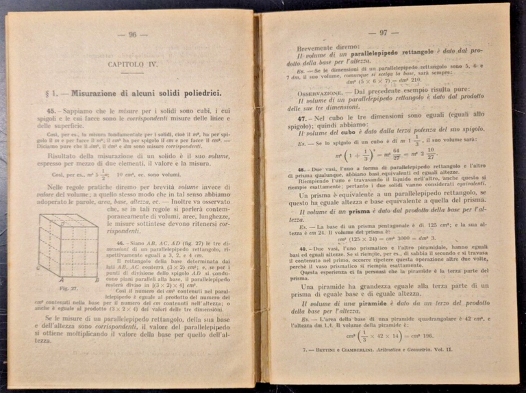 NOZIONI PRATICHE DI ARITMETICA GEOMETRIA Volume 2 Bettini Ciamberlini 1926 … | Immagine Gallery 8