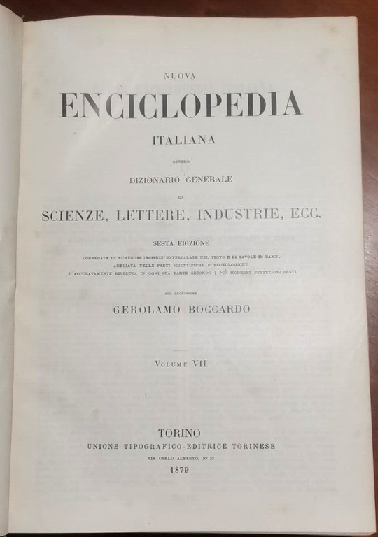 NUOVA ENCICLOPEDIA ITALIANA di Gerolamo Boccardo 1875 COMPLETA 31 volumi …