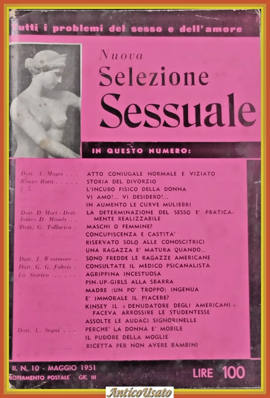 NUOVA SELEZIONE SESSUALE ANNO II NUMERO 10 MAGGIO 1951 Rivista …