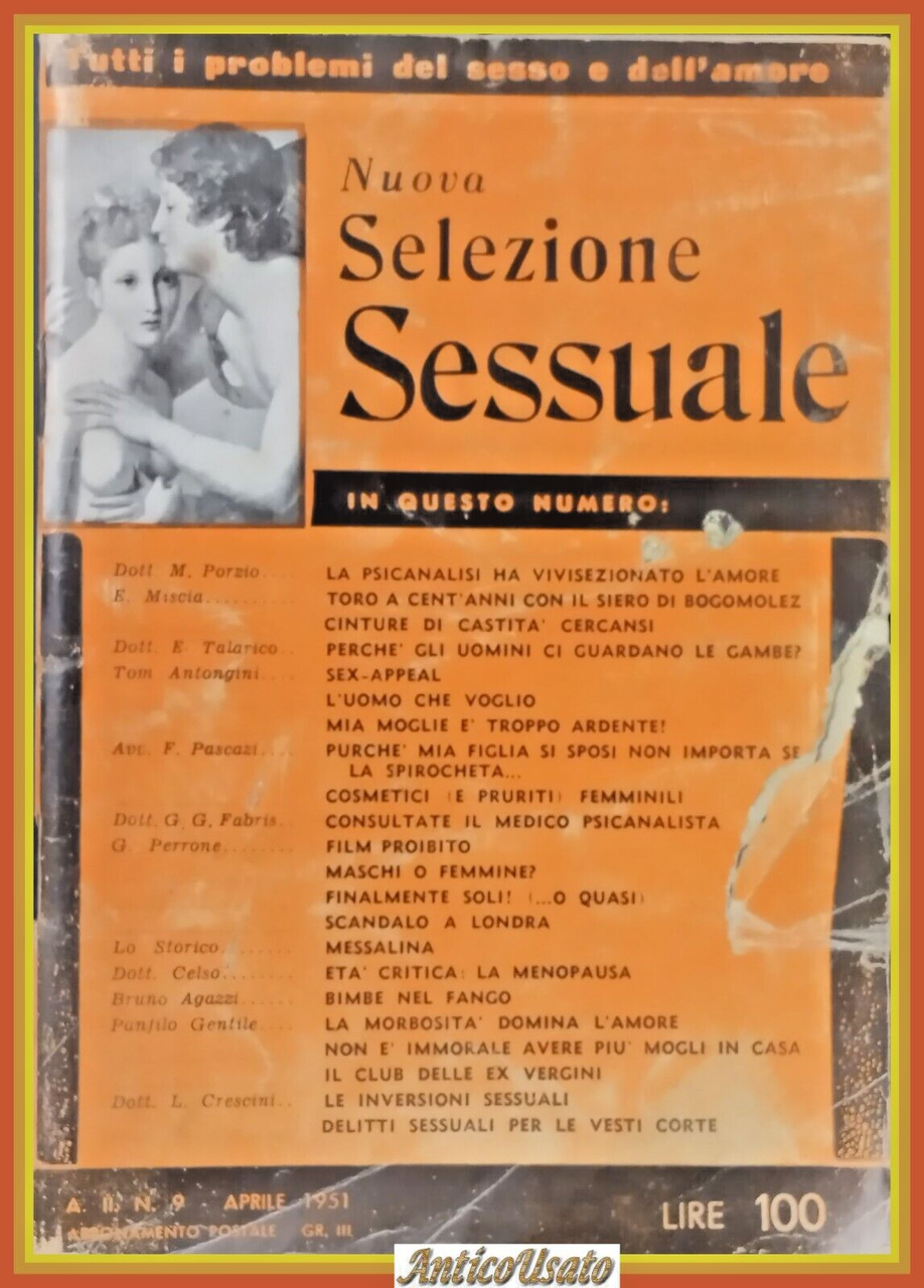 NUOVA SELEZIONE SESSUALE ANNO II NUMERO 9 APRILE 1951 RIVISTA …