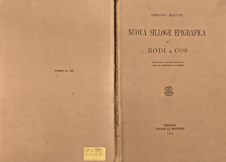 NUOVA SILLOGE EPIGRAFICA DI RODI E COS Amedeo Maiuri 1923 …