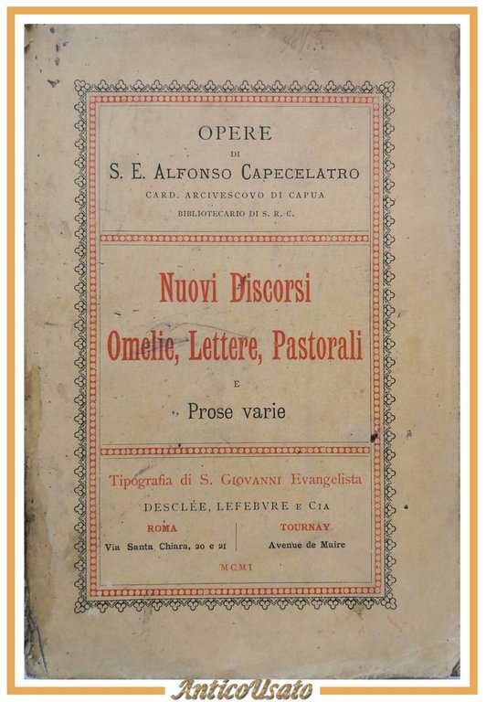NUOVI DISCORSI OMELIE LETTERE PASTORALI E PROSE VARIE di Capecelatro … | Immagine Gallery 1
