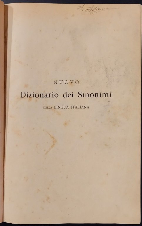 NUOVO DIZIONARIO DE' SINONIMI DELLA LINGUA ITALIANA di Tommaseo 1905 …