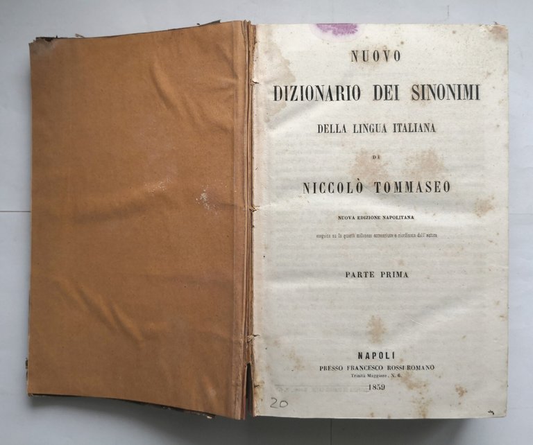 NUOVO DIZIONARIO DEI SINONIMI DELLA LINGUA ITALIANA di Tommaseo parte …