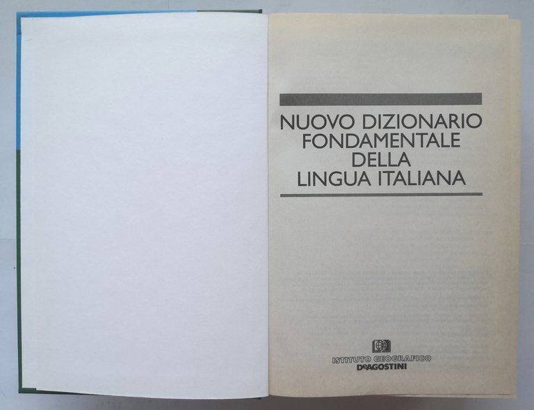 NUOVO DIZIONARIO FONDAMENTALE DELLA LINGUA ITALIANA 2001 De Agostini Libro