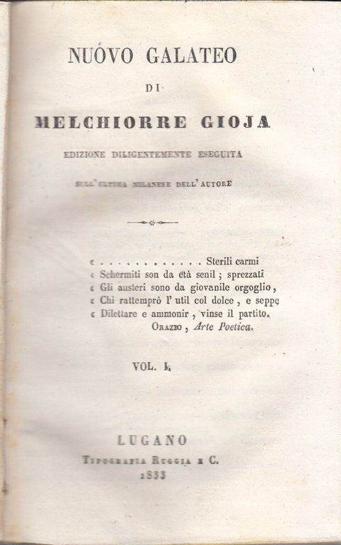 NUOVO GALATEO di Melchiorre Gioja 3 volumi completo 1833 libro …