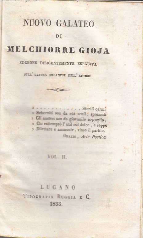 NUOVO GALATEO di Melchiorre Gioja 3 volumi completo 1833 libro …