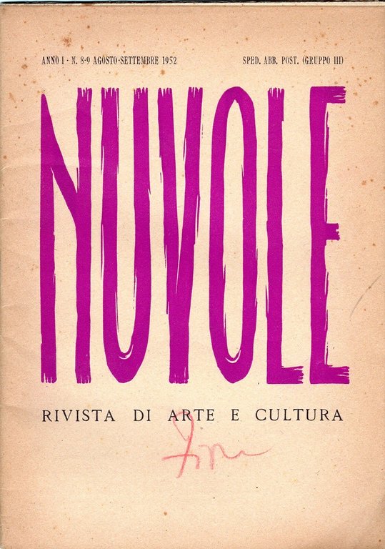 NUVOLE rivista di arte e cultura Anno I numeri 1 …
