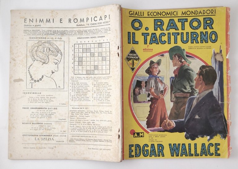 O RATOR IL TACITURNO di Edgar Wallace 1940 Mondadori libro …