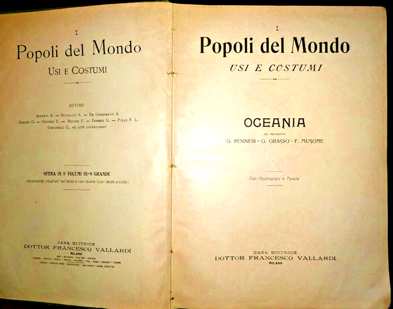 OCEANIA di Pennesi Grasso Musone primi '900 Vallardi popoli del …