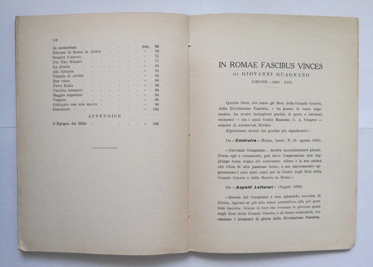 ODI ITALICHE di Giovanni Guagnano 1938 Casini Libro poesia storia …