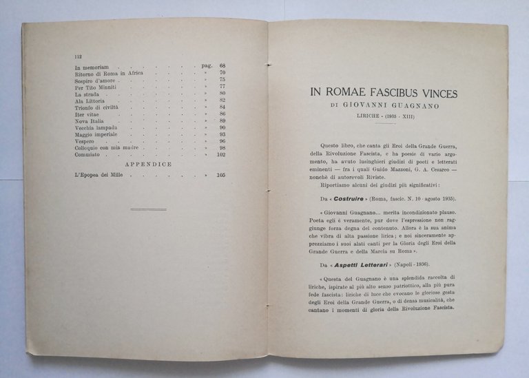 ODI ITALICHE di Giovanni Guagnano 1938 Casini Libro poesia storia …