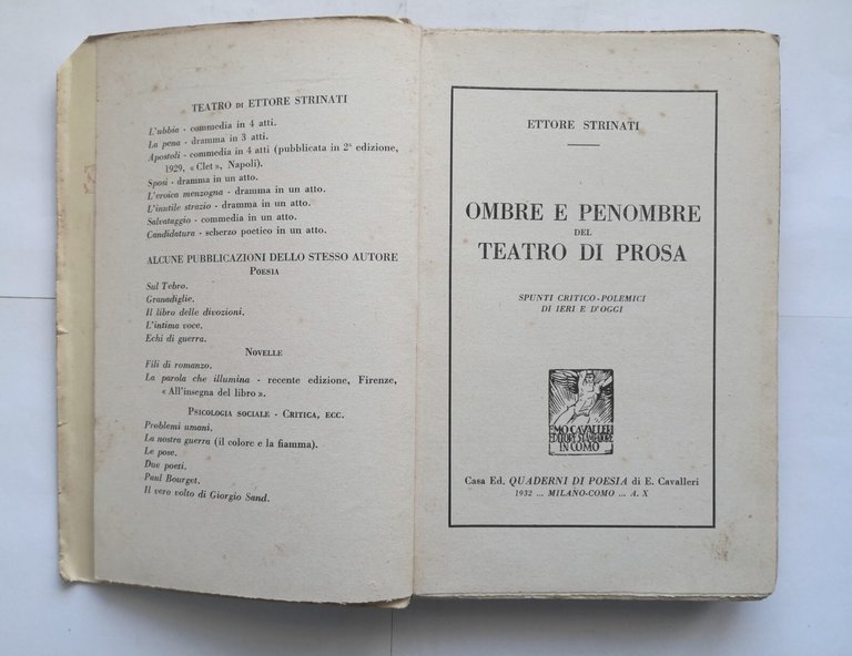 OMBRE E PENOMBRE DEL TEATRO DI PROSA Ettore Strinati 1932 …