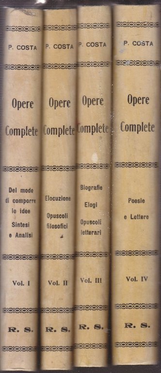 OPERE COMPLETE di Paolo Costa 4 VOLUMI completo 1839 Formigli …