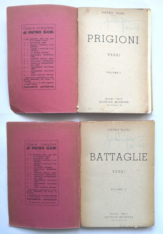 OPERE COMPLETE di Pietro Gori 12 volumi su 14 1946 …