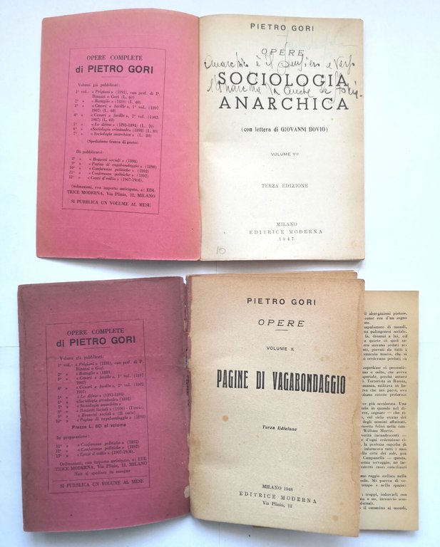 OPERE COMPLETE di Pietro Gori 12 volumi su 14 1946 …