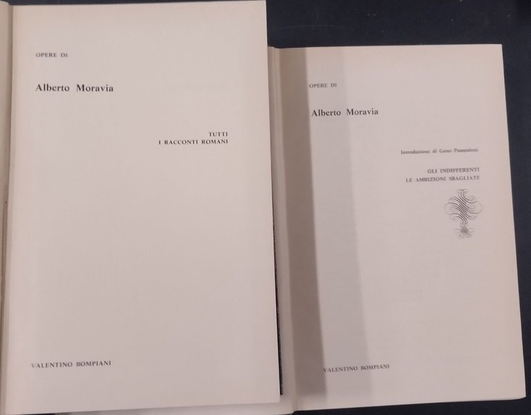 OPERE di ALBERTO MORAVIA 1967 2 volumi Bompiani Libro romanzi …