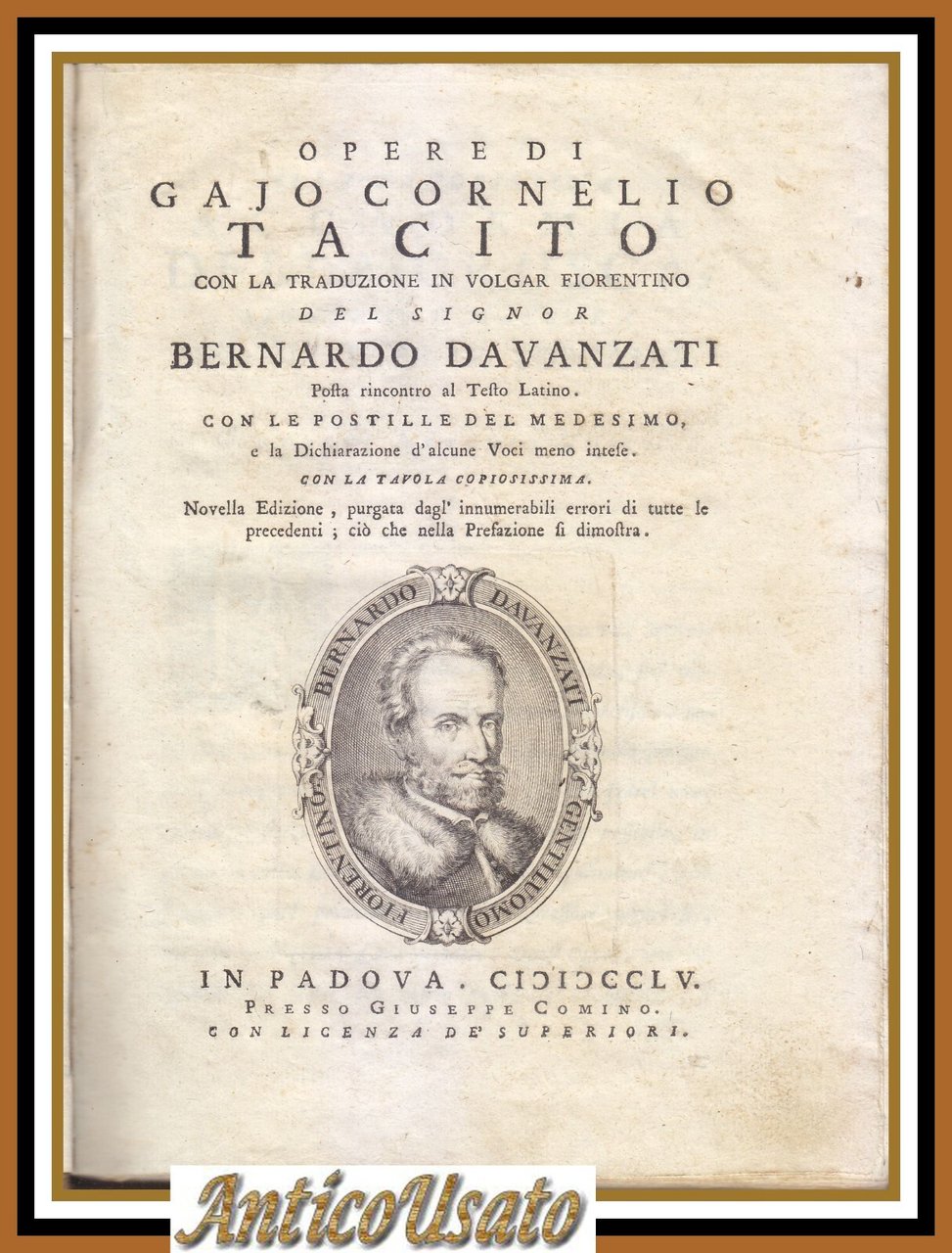 OPERE DI CORNELIO TACITO con traduzione Bernardo Davanzati 1755 2 …