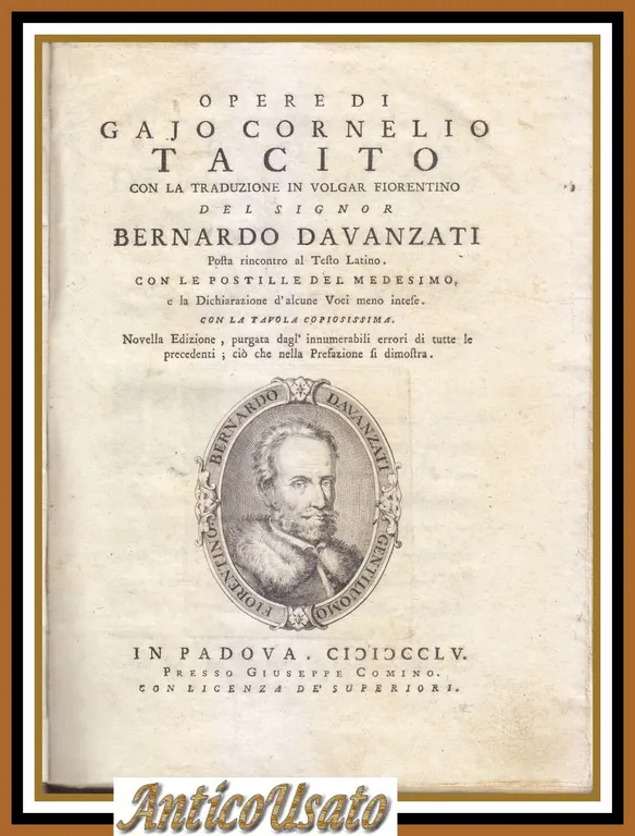 OPERE DI CORNELIO TACITO con traduzione Bernardo Davanzati 1755 2 …